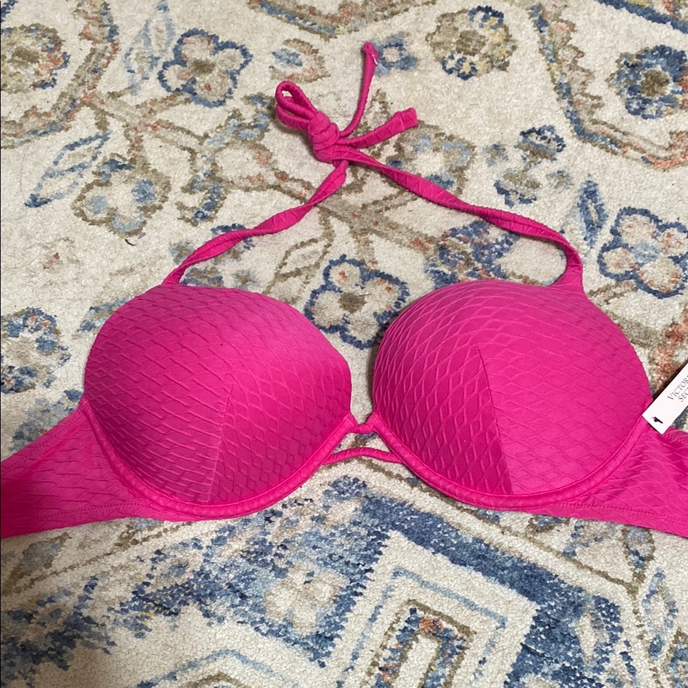 Vibrant Pink Halter Bikini Top